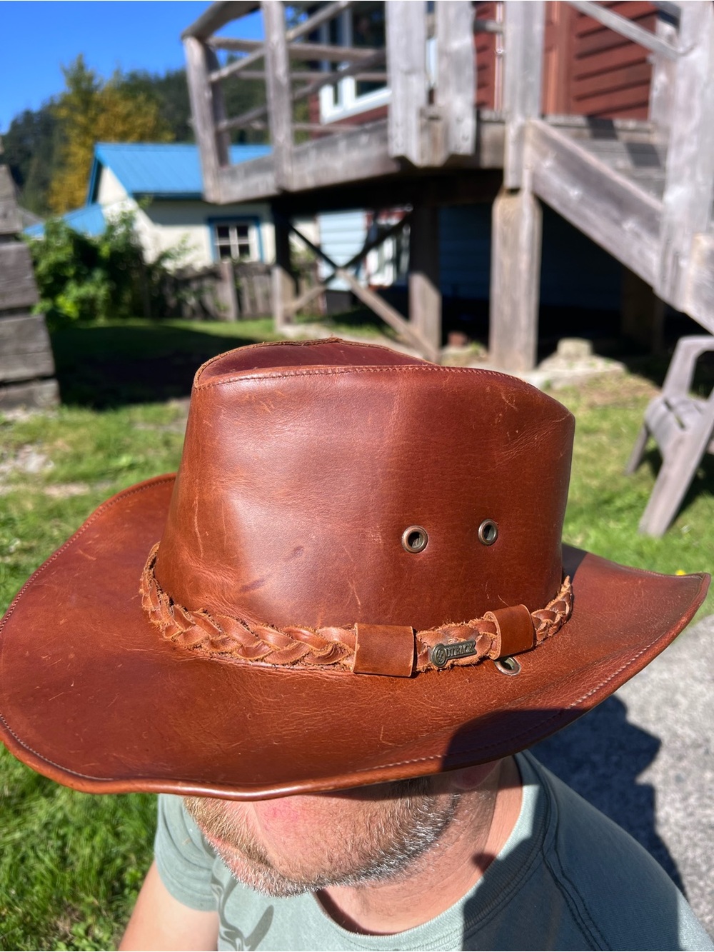 Brown Leather Braided Band Western Hat